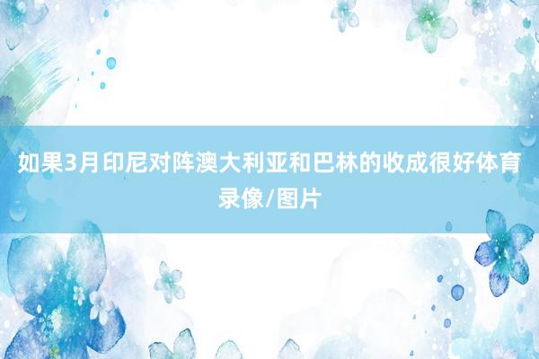 如果3月印尼对阵澳大利亚和巴林的收成很好体育录像/图片
