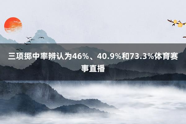 三项掷中率辨认为46%、40.9%和73.3%体育赛事直播