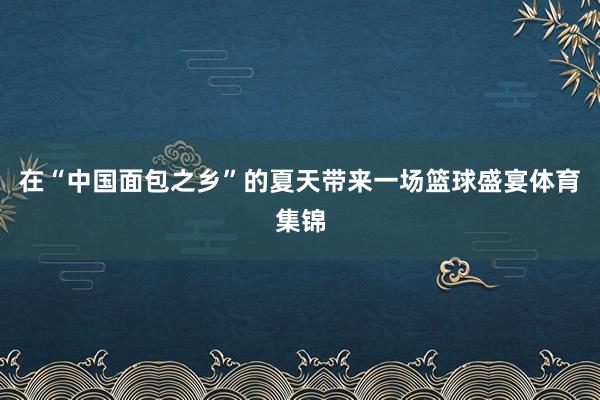 在“中国面包之乡”的夏天带来一场篮球盛宴体育集锦