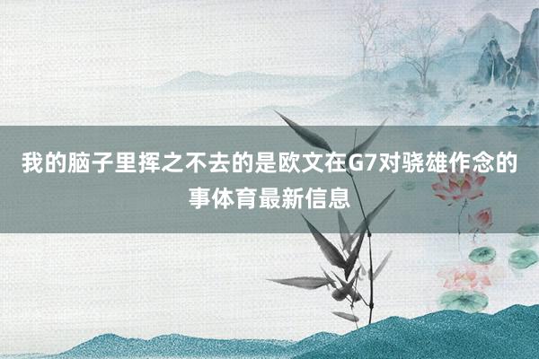 我的脑子里挥之不去的是欧文在G7对骁雄作念的事体育最新信息