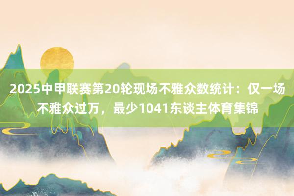 2025中甲联赛第20轮现场不雅众数统计：仅一场不雅众过万，最少1041东谈主体育集锦