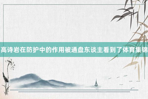高诗岩在防护中的作用被通盘东谈主看到了体育集锦