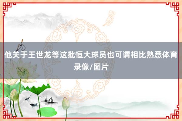 他关于王世龙等这批恒大球员也可谓相比熟悉体育录像/图片