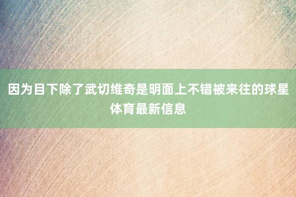 因为目下除了武切维奇是明面上不错被来往的球星体育最新信息