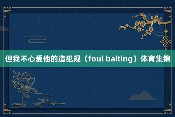 但我不心爱他的造犯规（foul baiting）体育集锦