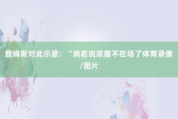 詹姆斯对此示意：“淌若说浓眉不在场了体育录像/图片